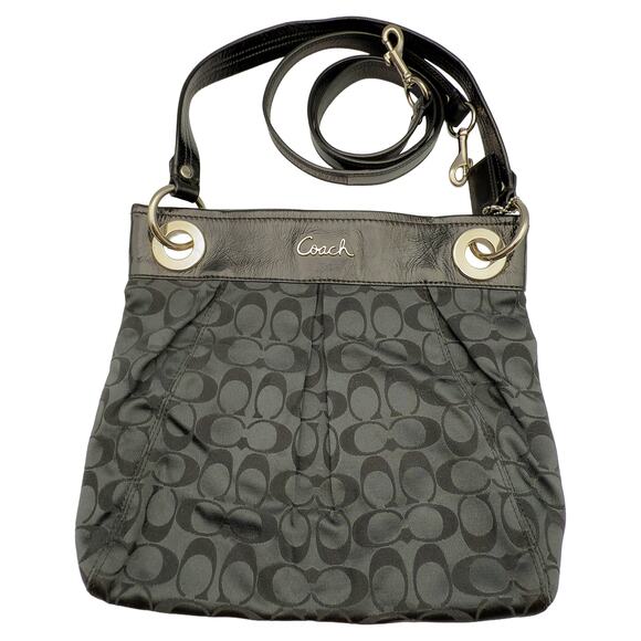 Coach Handbags - Coach Ashley Signature Logo Sateen Black Crossbody Shoulder Bag F17599 VGC
